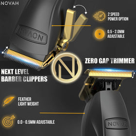 Novah Grooming cordless clipper blade close-up showing sharp blades for clean cuts.