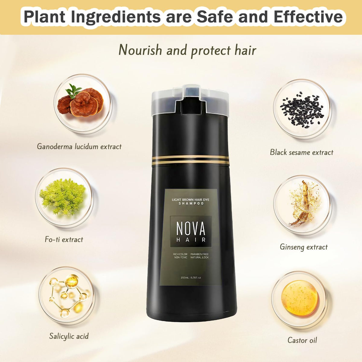 Nova Hair Dye Shampoo 3 in 1 with gloves enables mess-free use