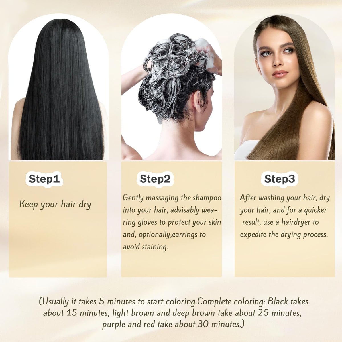 Nova Hair Dye Shampoo 3 in 1 before and after gray coverage