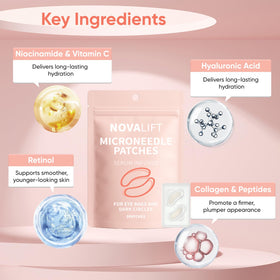 NOVALIFT under-eye area patches brighten tired-looking eyes.