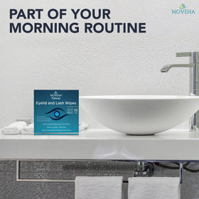 NOVEHA convenient on-the-go packaging enables quick eyelid care anywhere.