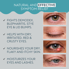 NOVEHA Demodex Eyelid Cleanser Foam pump-dispense for convenient use.