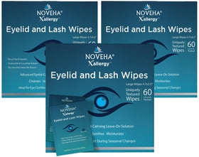 NOVEHA eyelid wipes 60-count pack for quick allergy relief on the go.