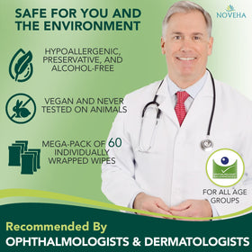 NOVEHA hypoallergenic no-alcohol label indicating safe daily use.