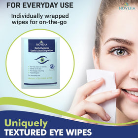 NOVEHA textured wipe detail illustrating gentle cleansing action.