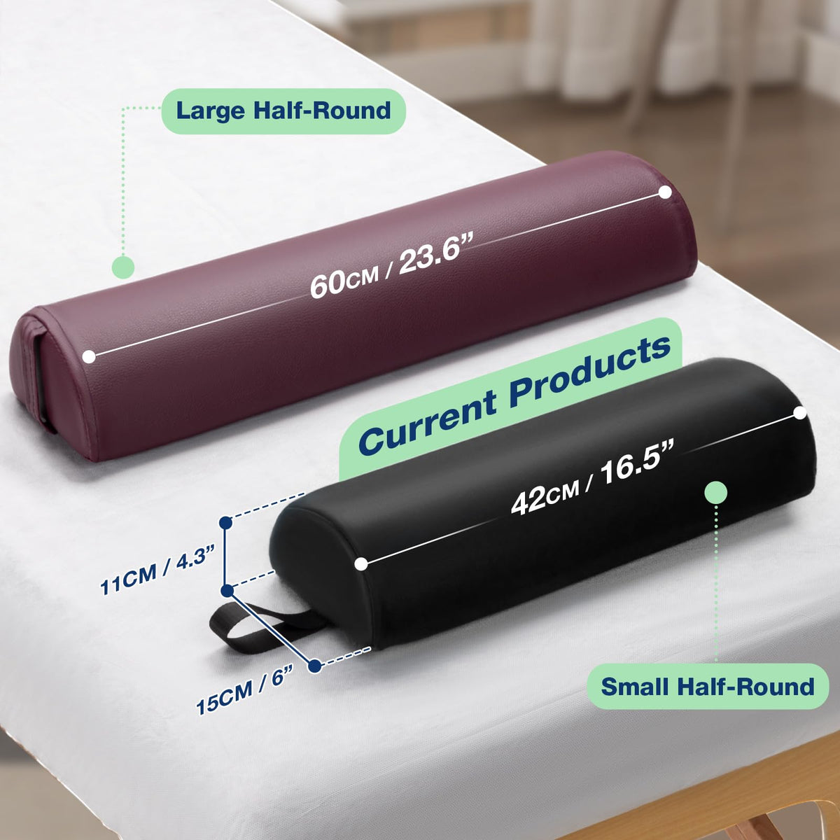 Noverlife bolster with strap handle shown for easy positioning.