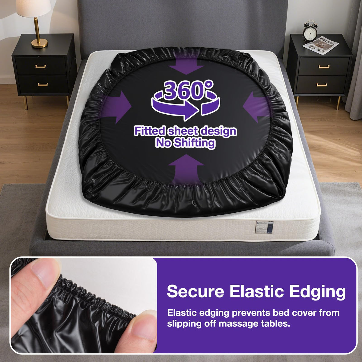 Noverlife full elastic skirt ensures snug 57 to 60 inch bed fit.