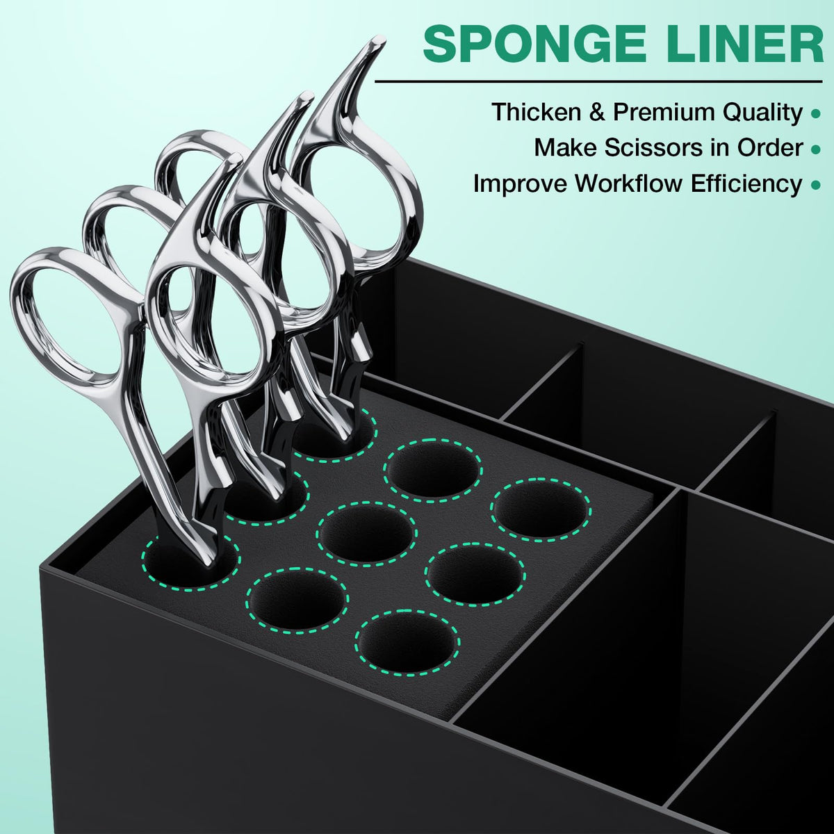 Noverlife hair salon scissor holder box compartments demonstrate dedicated spaces for tools.