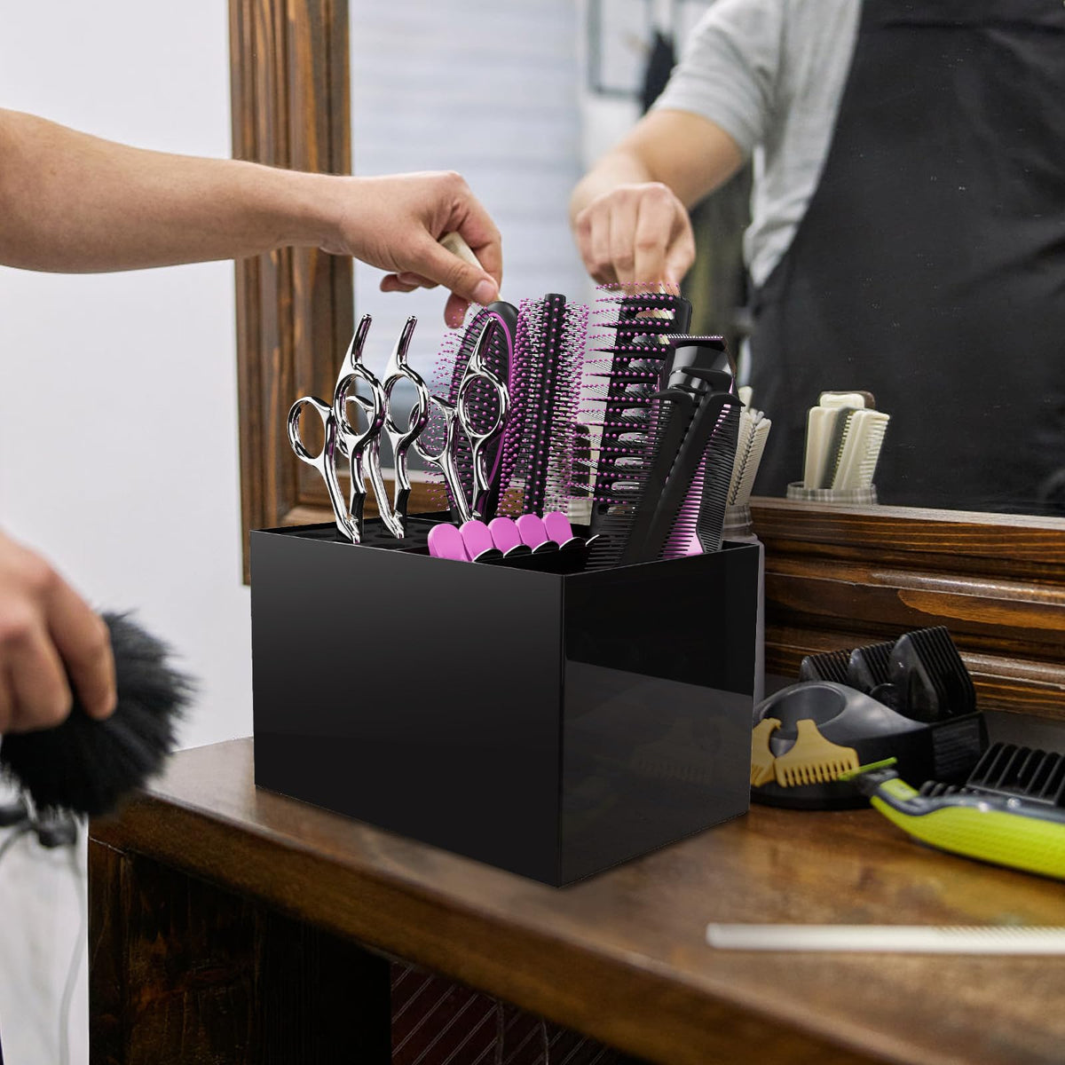 Noverlife hair-salon scissor holder box easy wipe surface for fast cleaning.