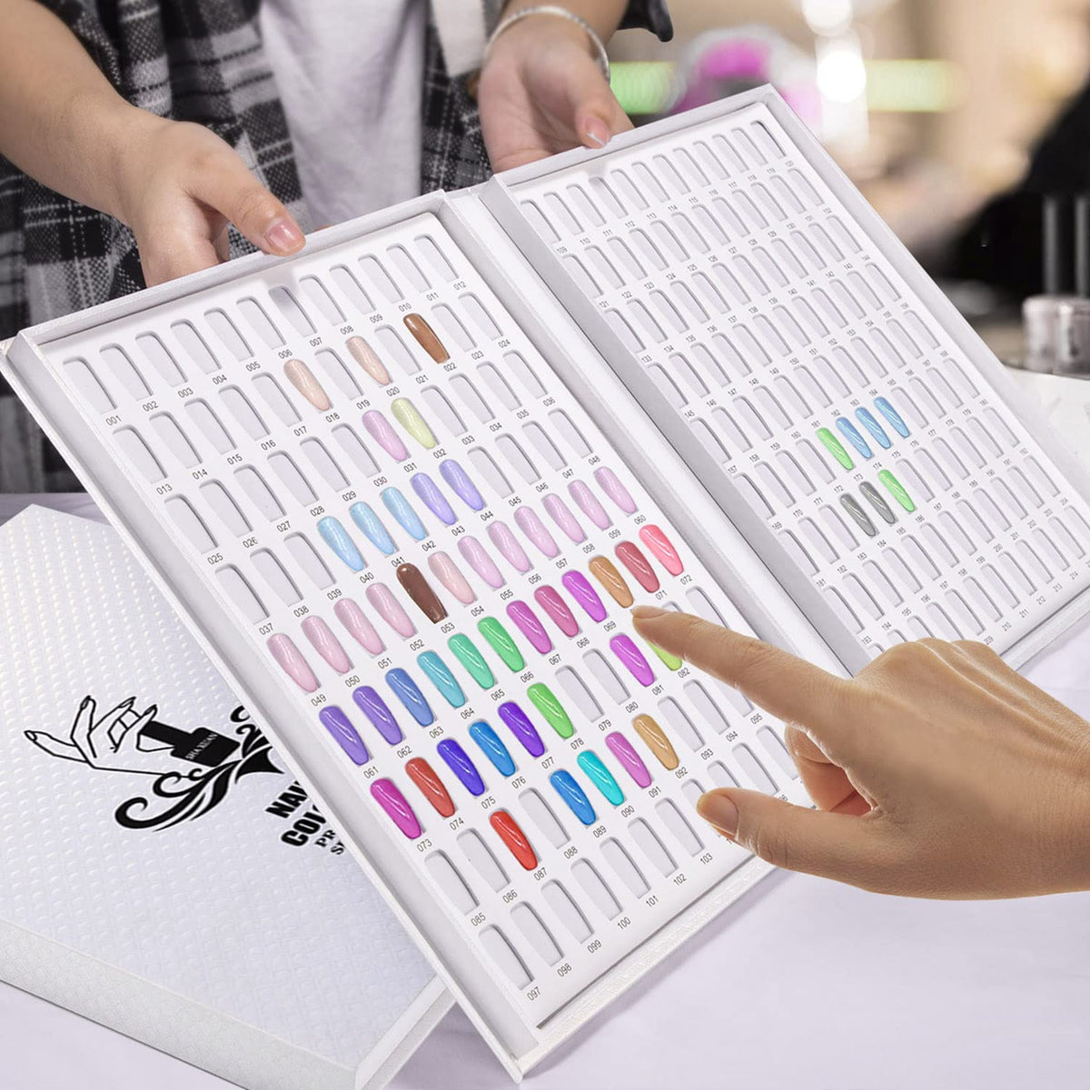 Noverlife open 216 nail colors chart book reveals broad shade range for quick matching.