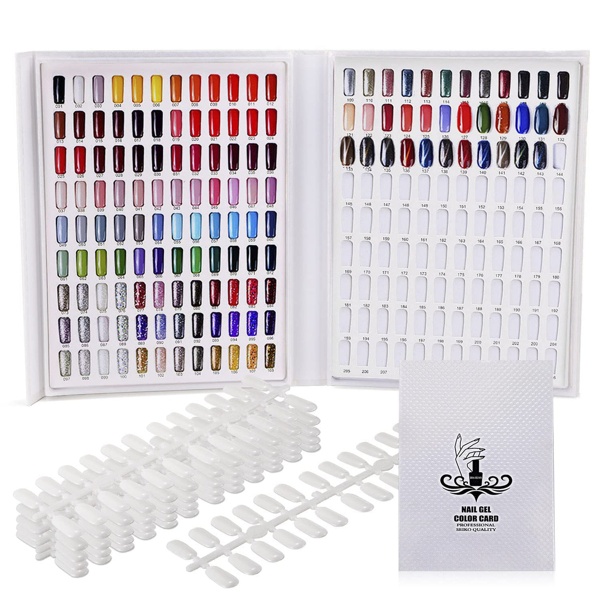 Noverlife professional 216 nail colors chart display shows shade options for client consultations.
