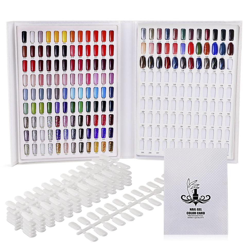 Noverlife professional 216 nail colors chart display shows shade options for client consultations.