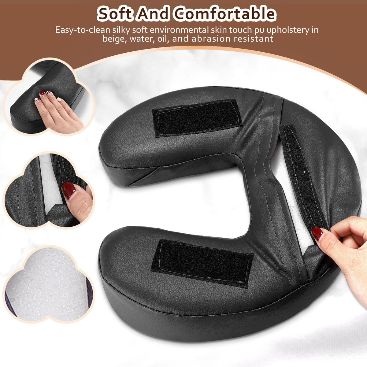 Noverlife U-shaped face pillow fits facial contours for even pressure distribution.