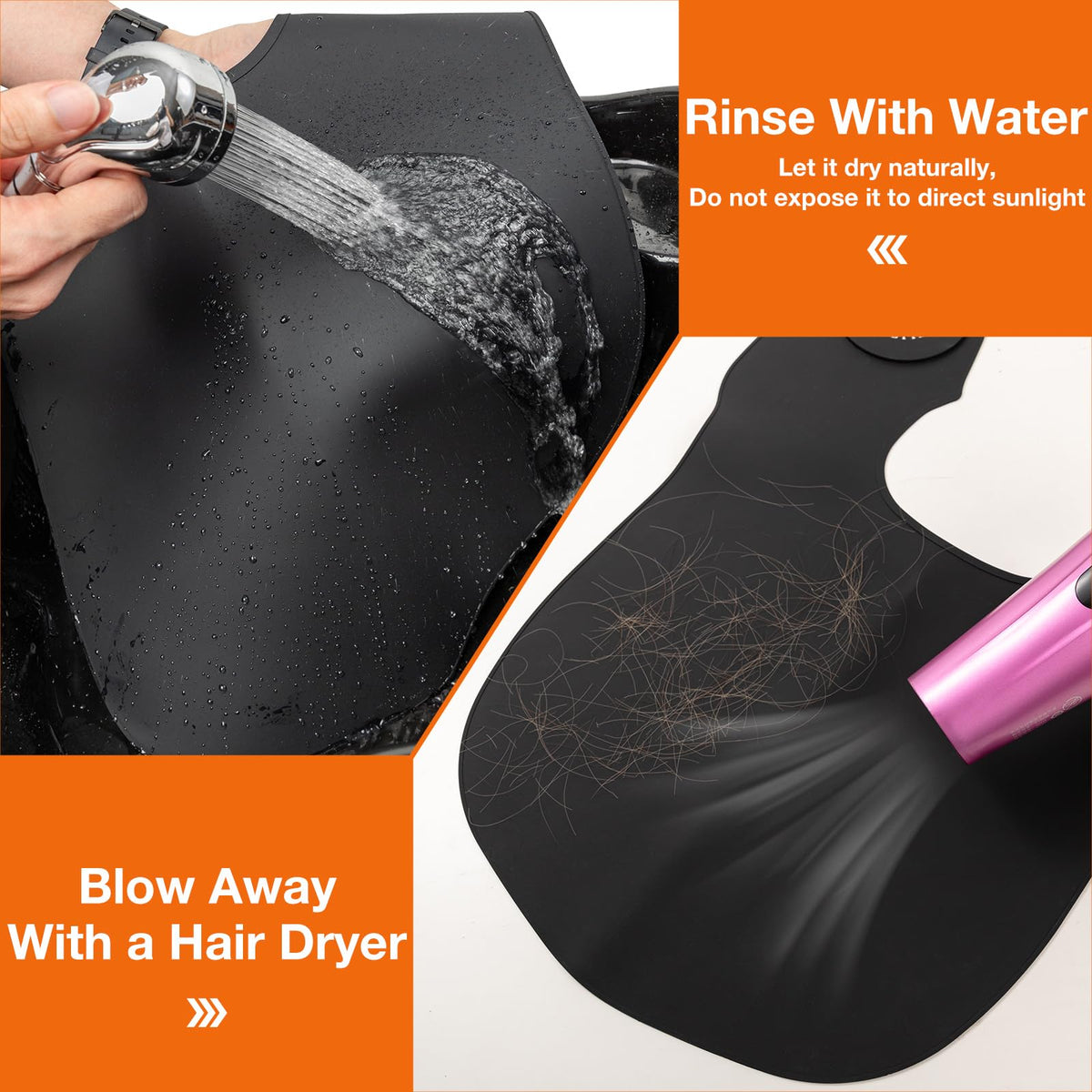 Noverlife weighted front panel design helps collar stay in place during salon cuts