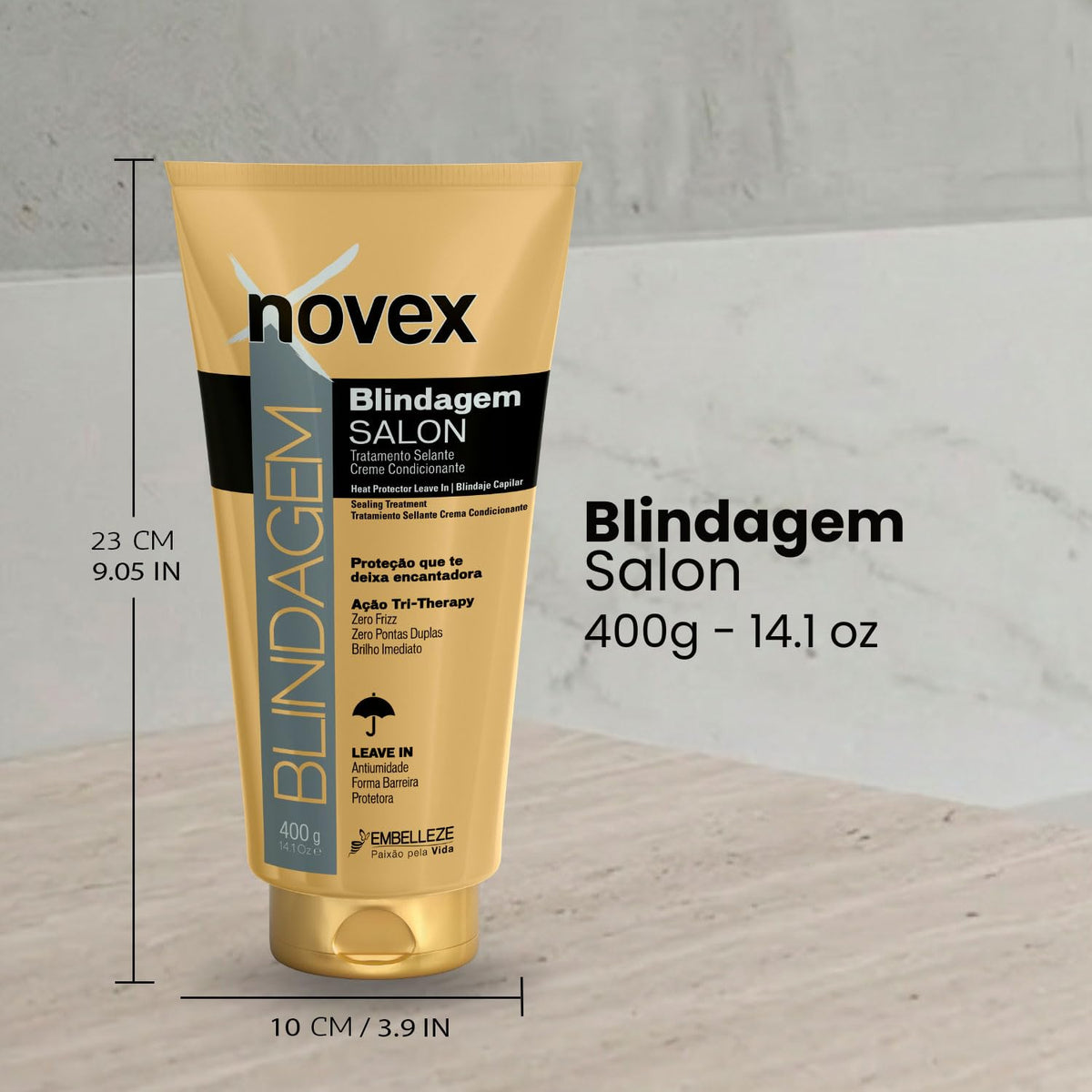 NOVEX Blindagem Thermal Protector barrier action helps resist humidity during styling