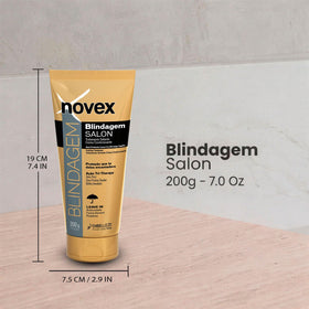 NOVEX Blindagem Thermal Protector Leave-In styling-tools scene suggests durable heat protection.