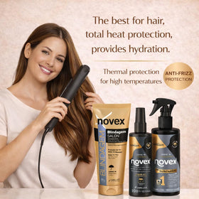 NOVEX Blindagem Thermal Protector shine closeup captures glossy results