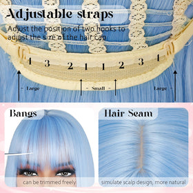 NOVFLKW adjustable-cap wig with bangs secure fit and comfort