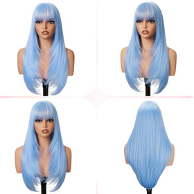 NOVFLKW soft texture light blue wig suitable for fashion looks