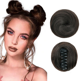 NOVFLKW Space Bun Clip in dark brown front view shows quick secure updo option.