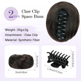 NOVFLKW Space Bun Clip in dark brown side view demonstrates lightweight natural-looking volume.