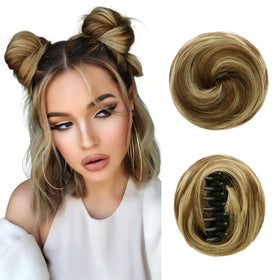 NOVFLKW Space Bun Clip Messy: quick casual updo with secure clip-in attachment.