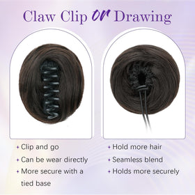 NOVFLKW Space Bun messy close-up highlights soft synthetic fibers blending with hair.
