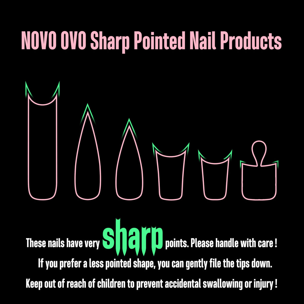 NOVO OVO 15-size set fits wide or narrow nail beds.