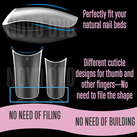 NOVO OVO 15-size duck nail tips fit a wide range of nail beds.