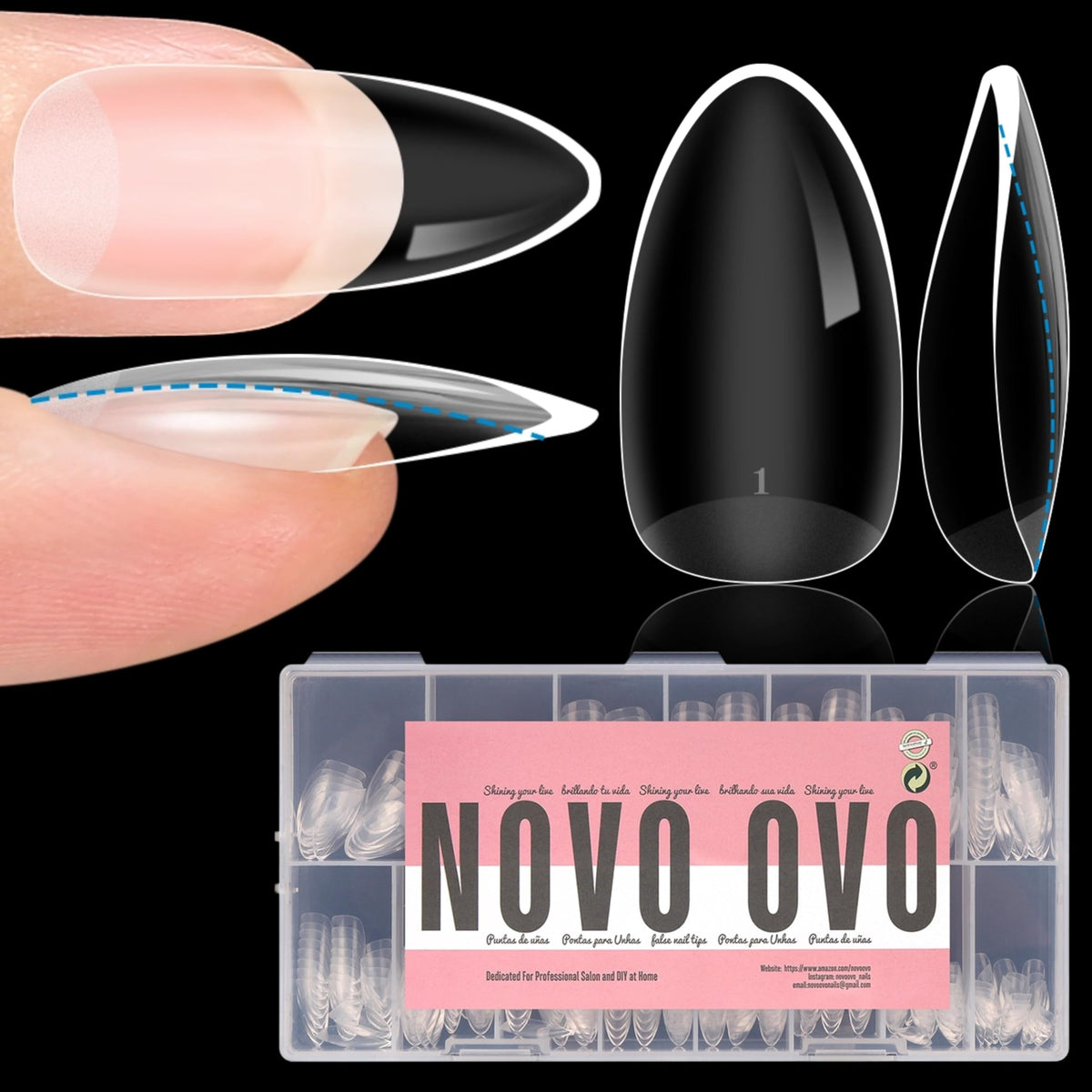NOVO OVO almond nail tips extra thick for durable extensions