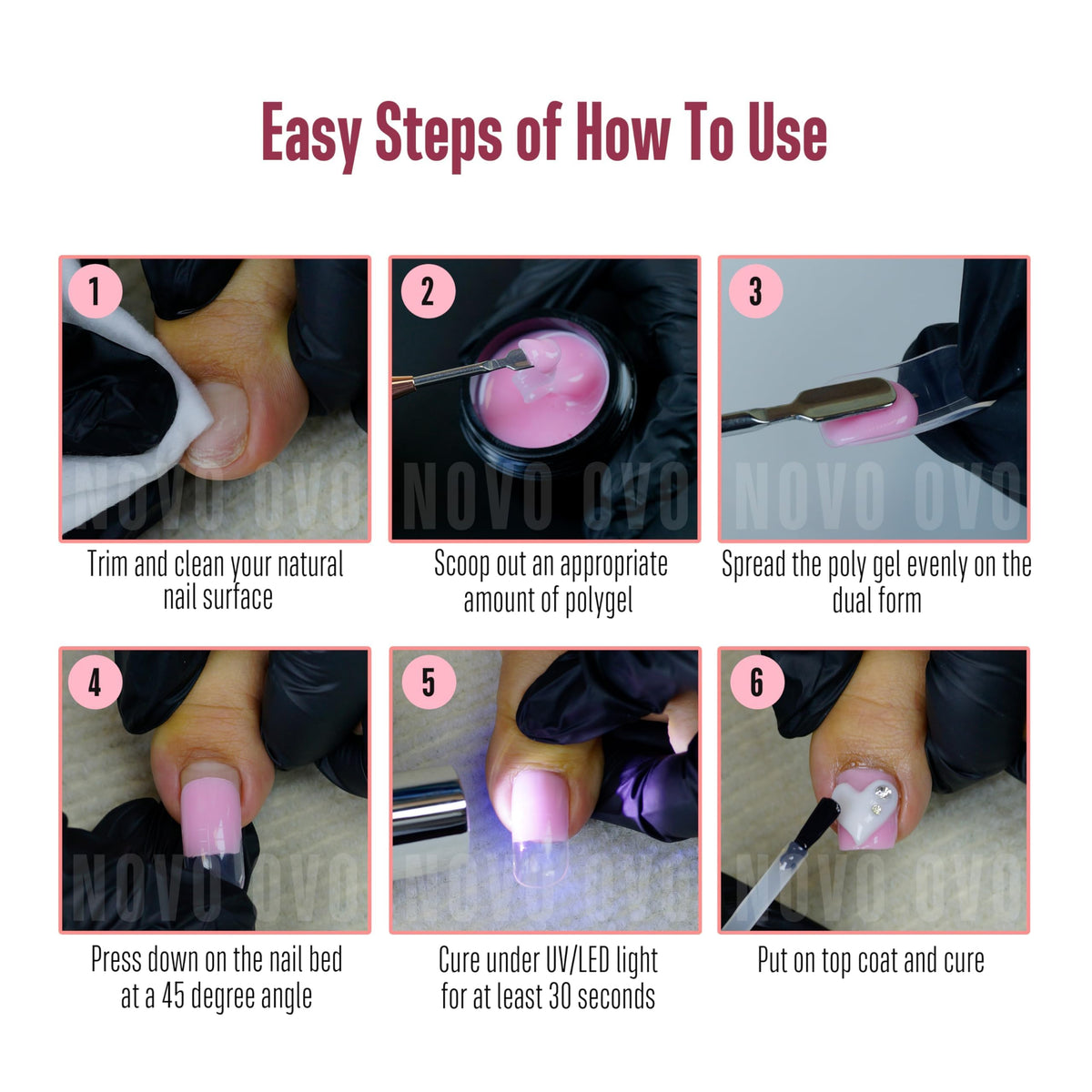 NOVO OVO application guide for simple step-by-step nail art workflow