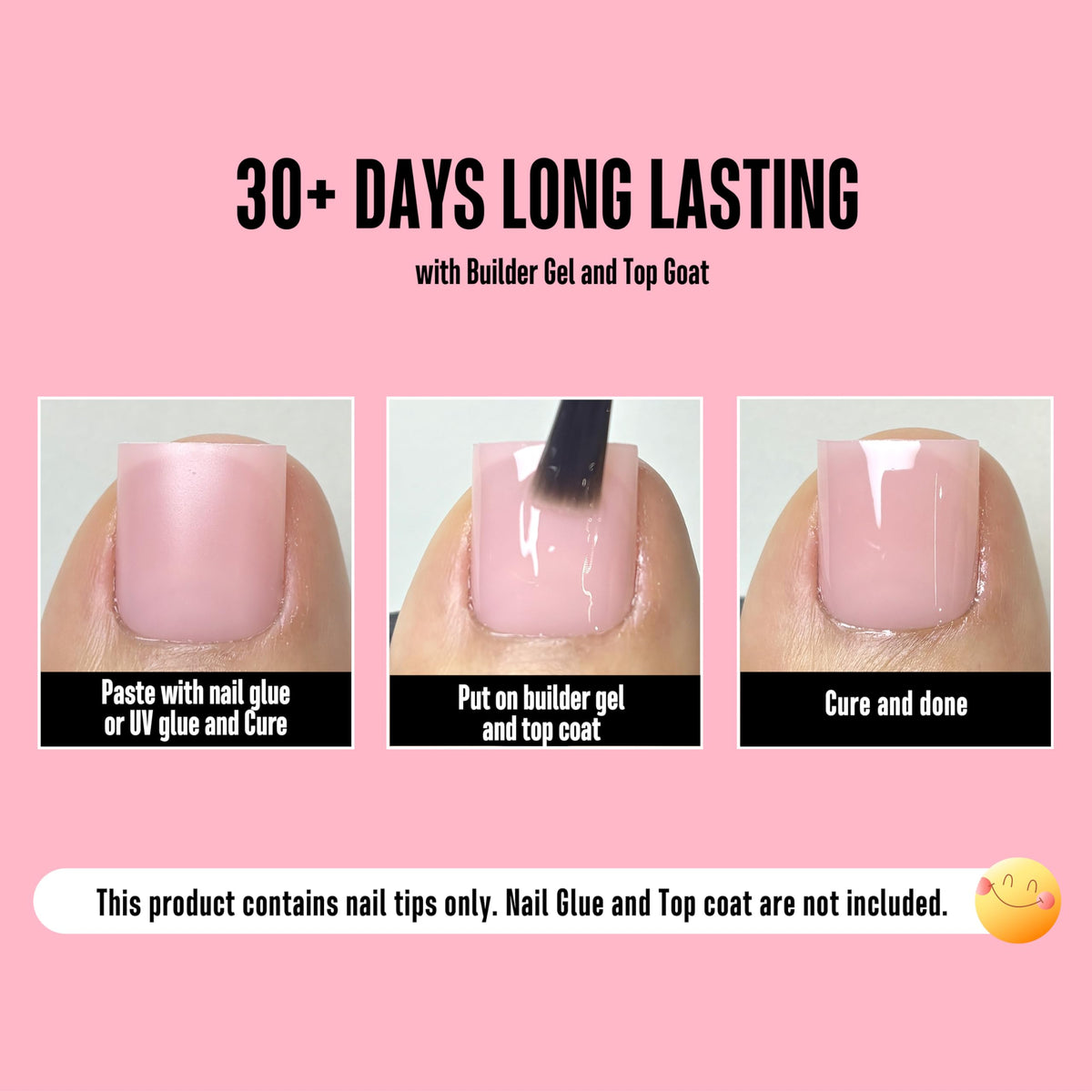 NOVO OVO baby pink full-cover toe nails for natural polish.