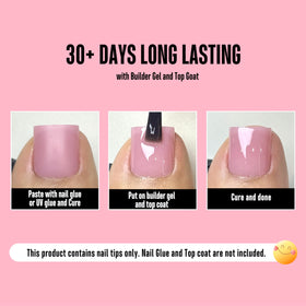 NOVO OVO Berry Pink color on square toe nail tips for eye-catching pedicure look