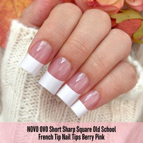 NOVO OVO Berry Pink tips ready-to-apply with glue for quick DIY nails.