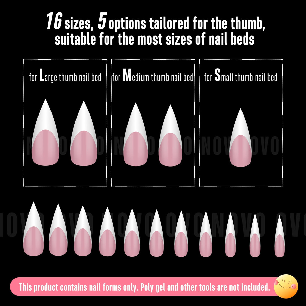 NOVO OVO gel tips ready to layer with polish or powder.