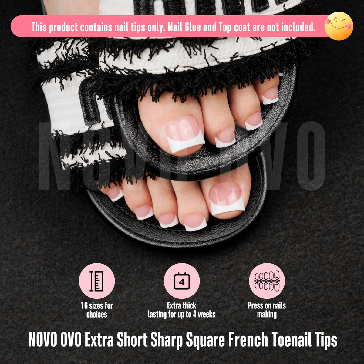 NOVO OVO berry pink soft gel toe tips for a stylish finish