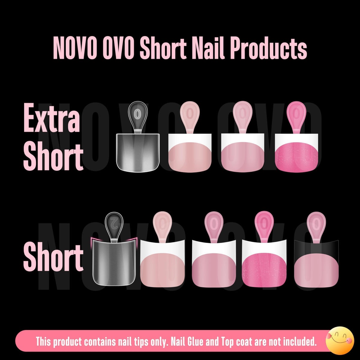 NOVO OVO builder gel compatible tips with primer and base coat