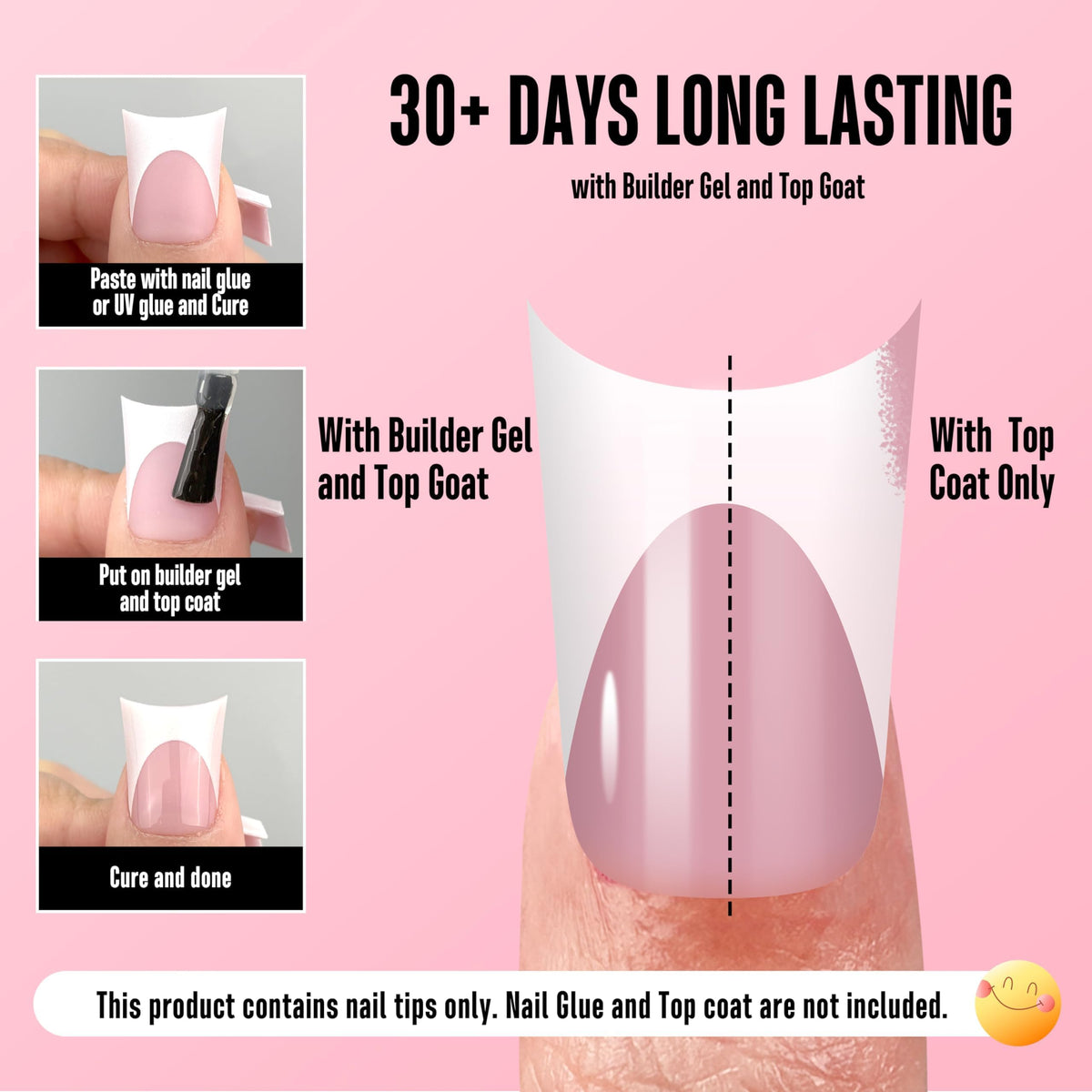 NOVO OVO builder gel and top coat yield glossy French nails