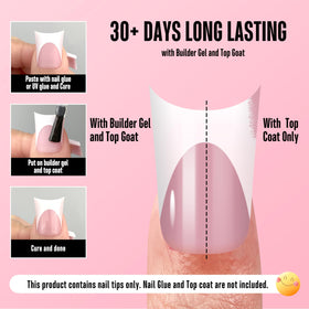 NOVO OVO builder gel and top coat yield glossy French nails