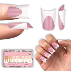 NOVO OVO duck nails short moon curve light white tips for an at-home French manicure