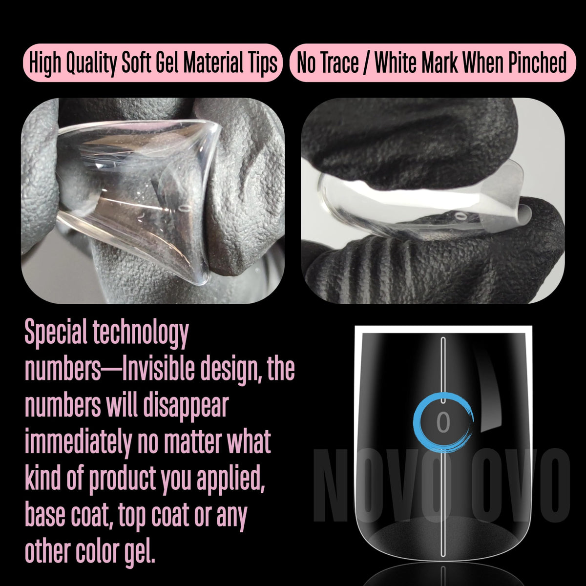 NOVO OVO full-cover false nails suitable for acrylic or gel looks.