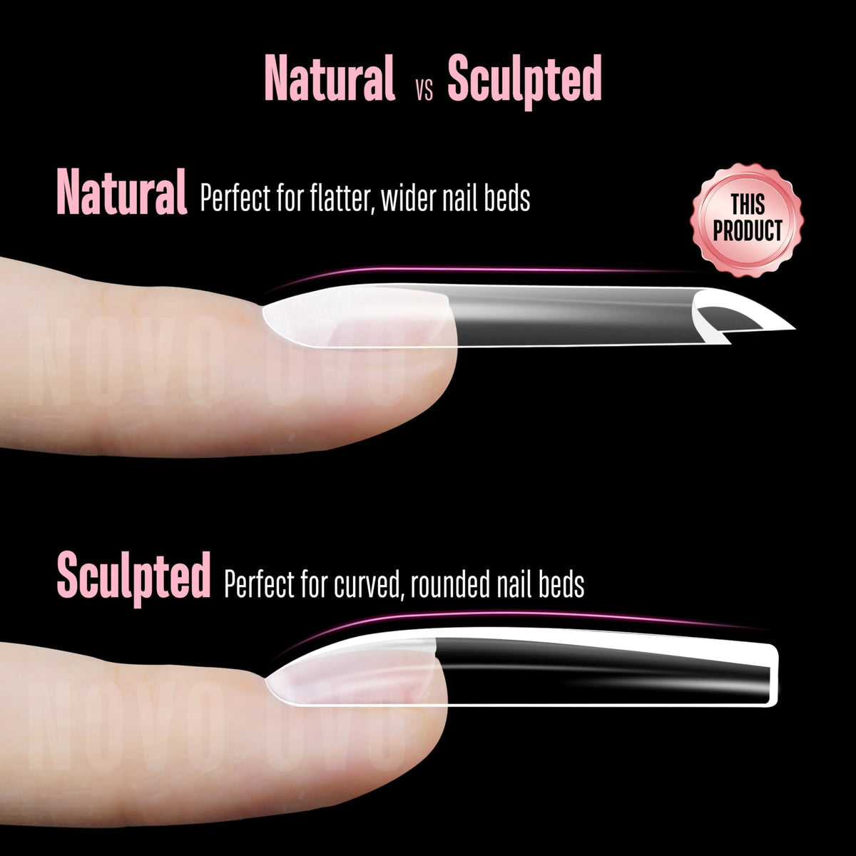 NOVO OVO full and half cover tips ideal for French and Y2K styles.