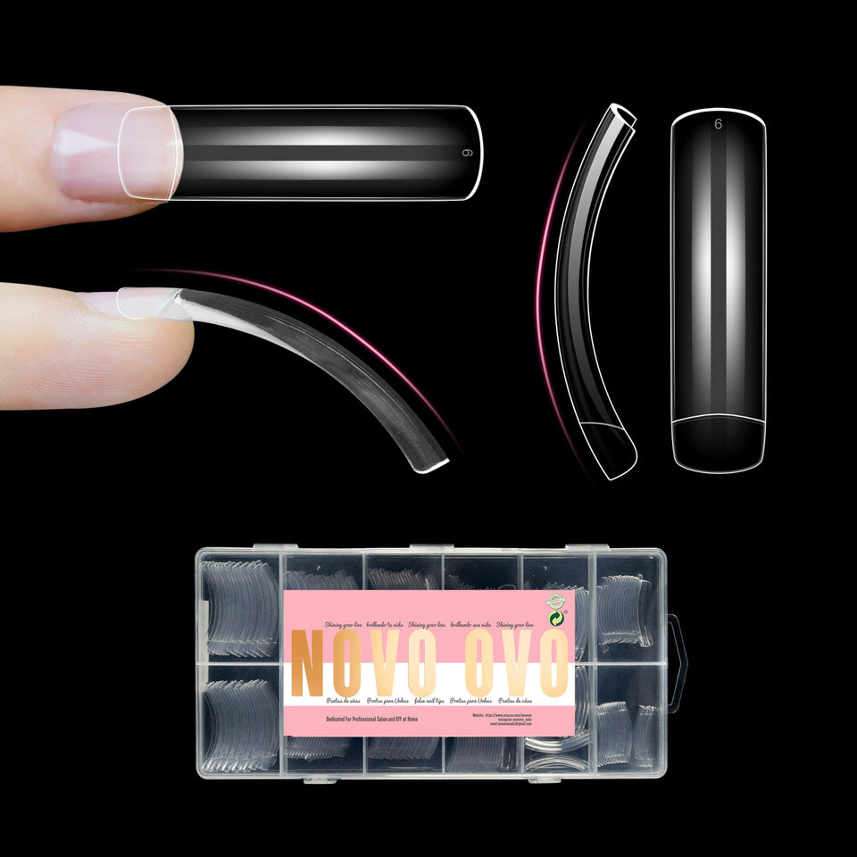 NOVO OVO half-cover XXL curved nail tips for easy acrylic application