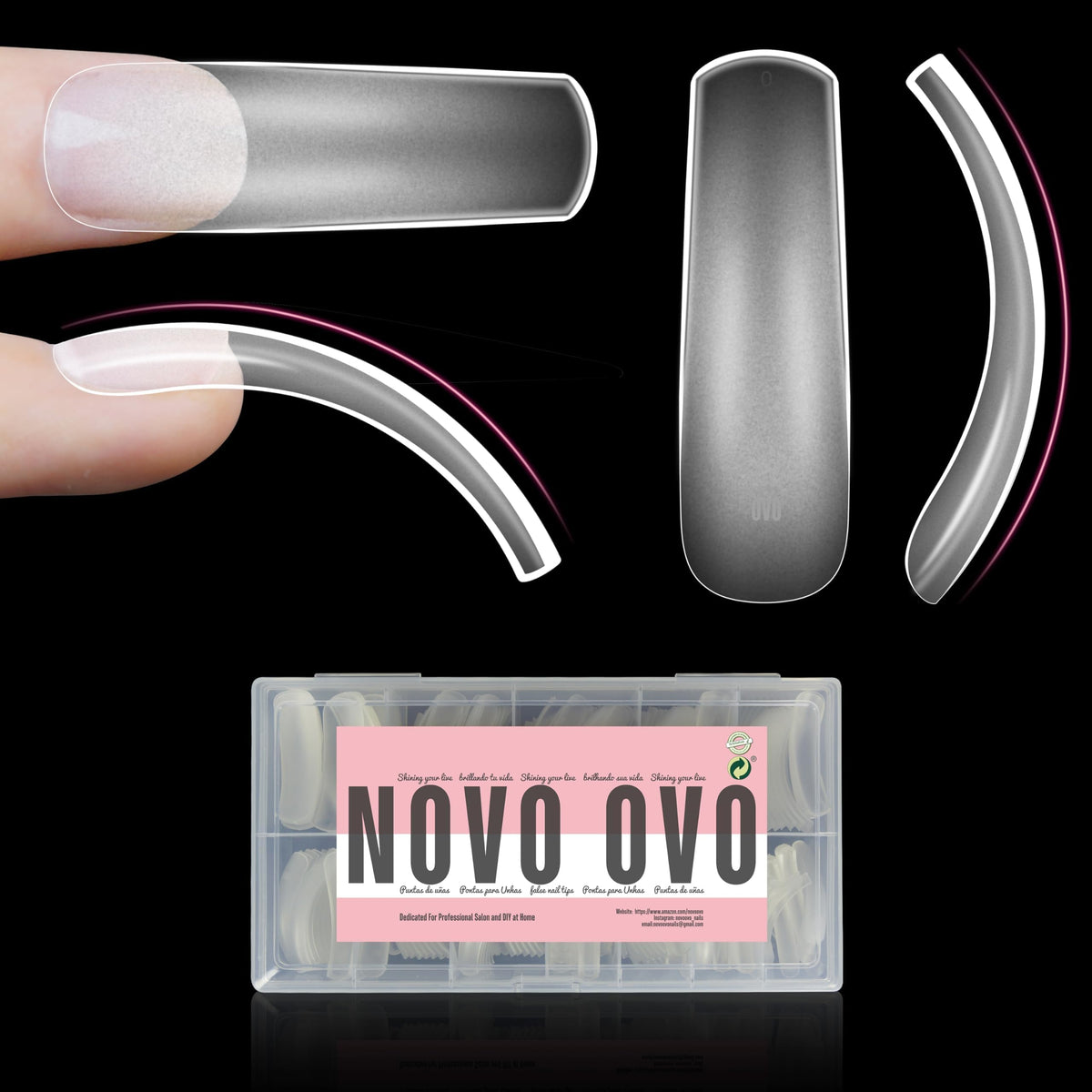 NOVO OVO Halloween XXL curved nail tips for easy full-cover press-ons