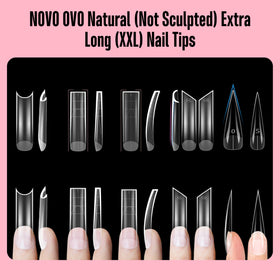 NOVO OVO matte finish tips ready for acrylic, gel, or poly gel.