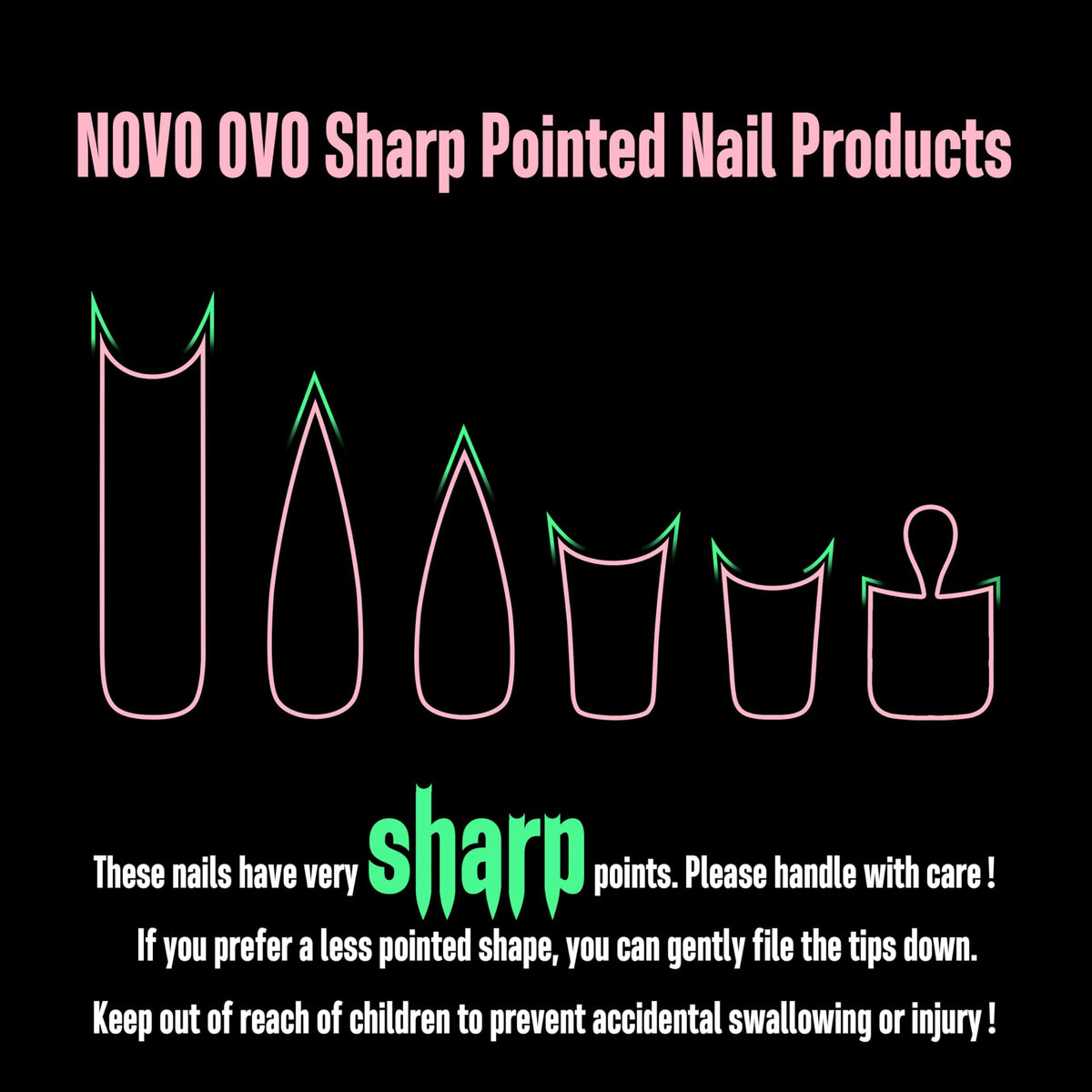NOVO OVO 16-size nail tips ensure a snug fit for diverse nail beds.