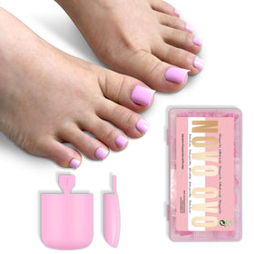 NOVO OVO pink square toe nail tips 240pcs pack for at-home long-lasting pedicures