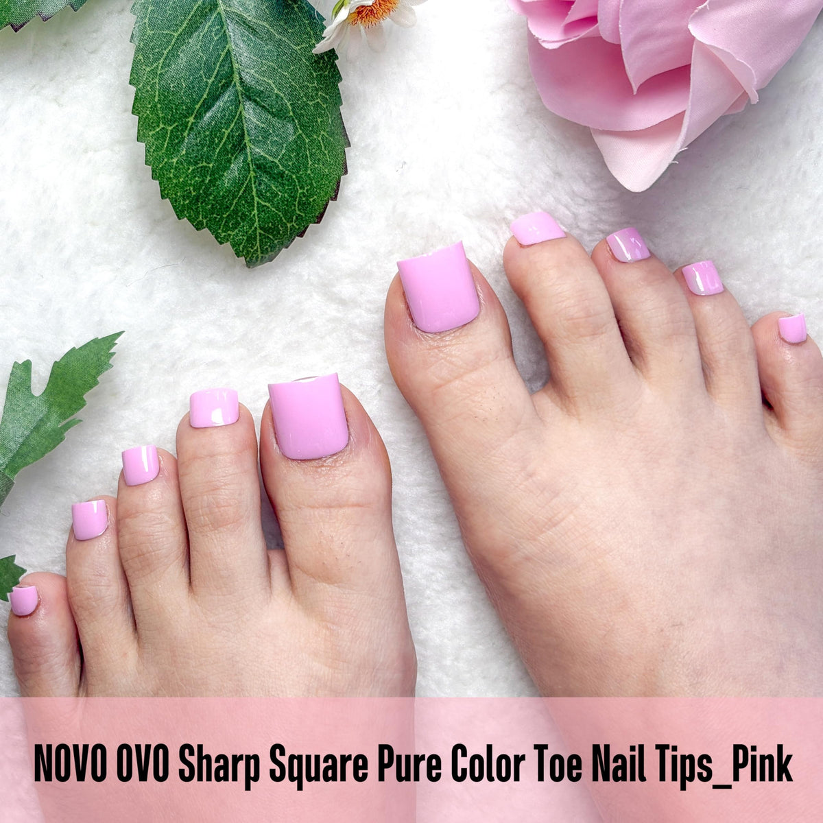 NOVO OVO full-cover square tips laid on natural nail base close-up