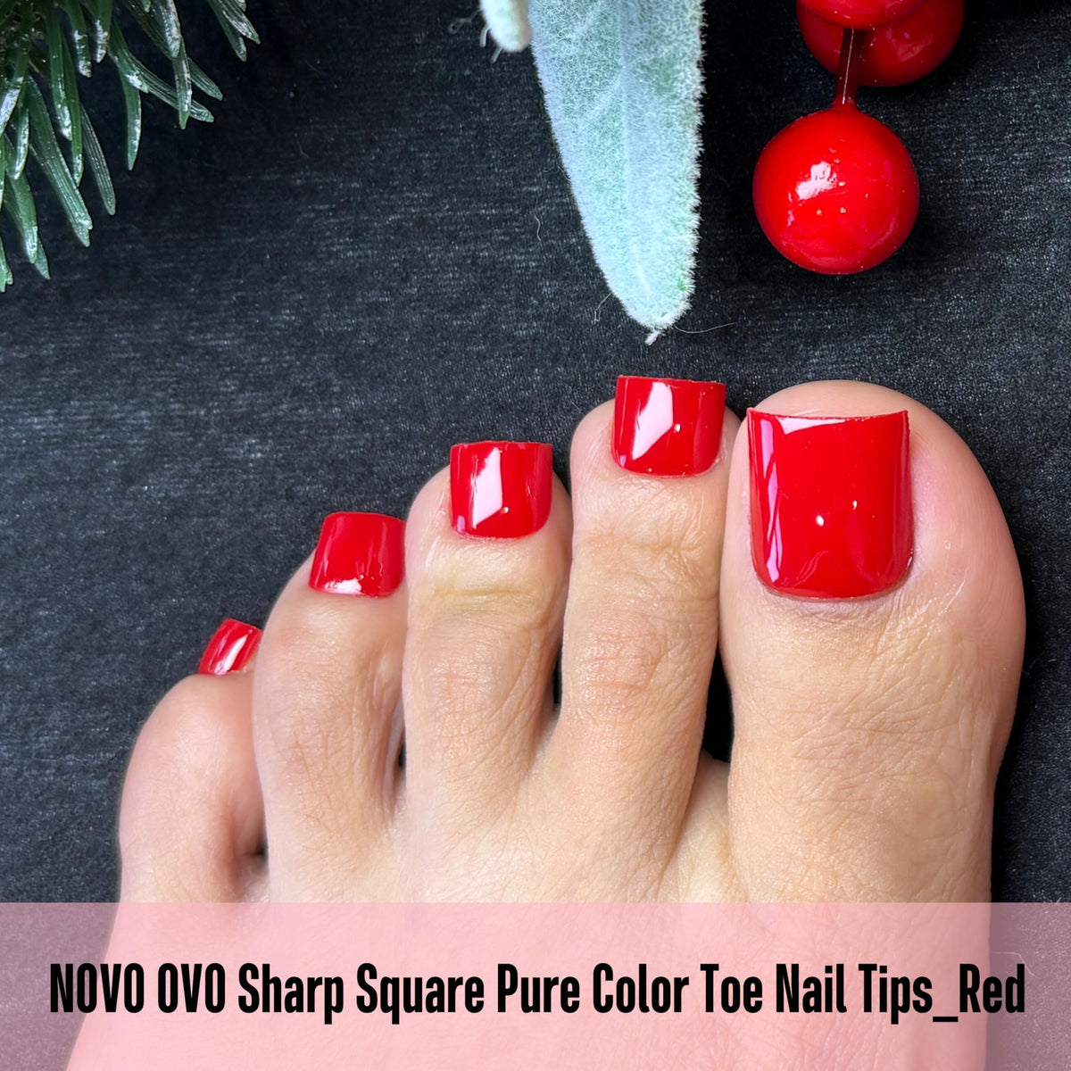 NOVO OVO Pre-colored red base tips for instant polish-free pedicure