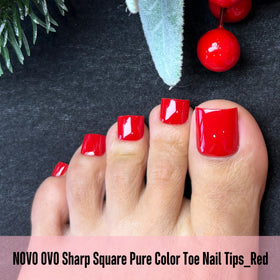 NOVO OVO Pre-colored red base tips for instant polish-free pedicure